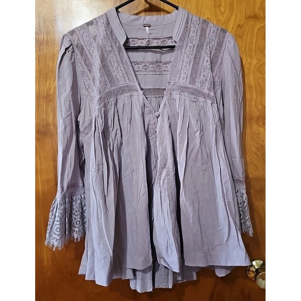 Free People Esme Lavender Mauve Blouse Size Large